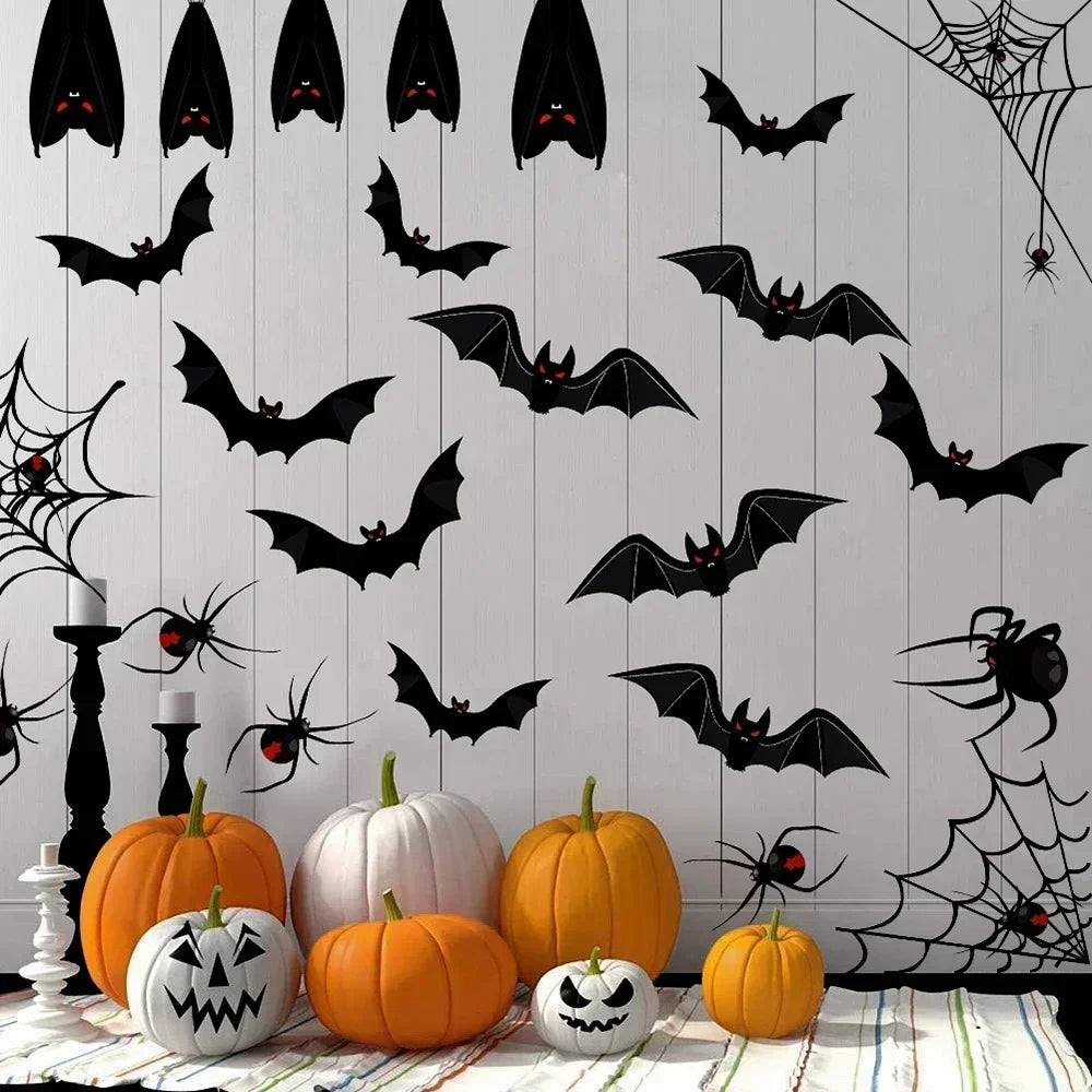3D Bat Wall Stickers - 60pcs for Halloween Decoration