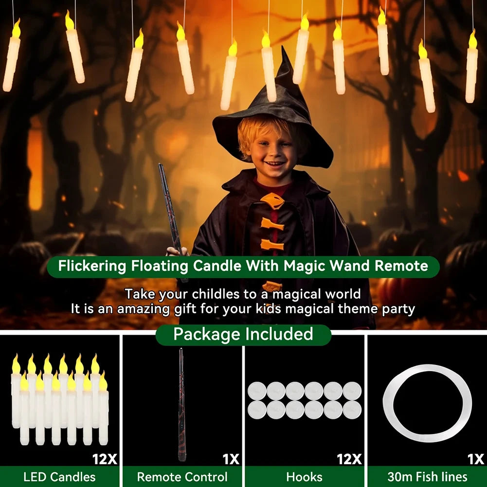 Floating Candles with Magic Wand + LED Halloween / Xmas Party