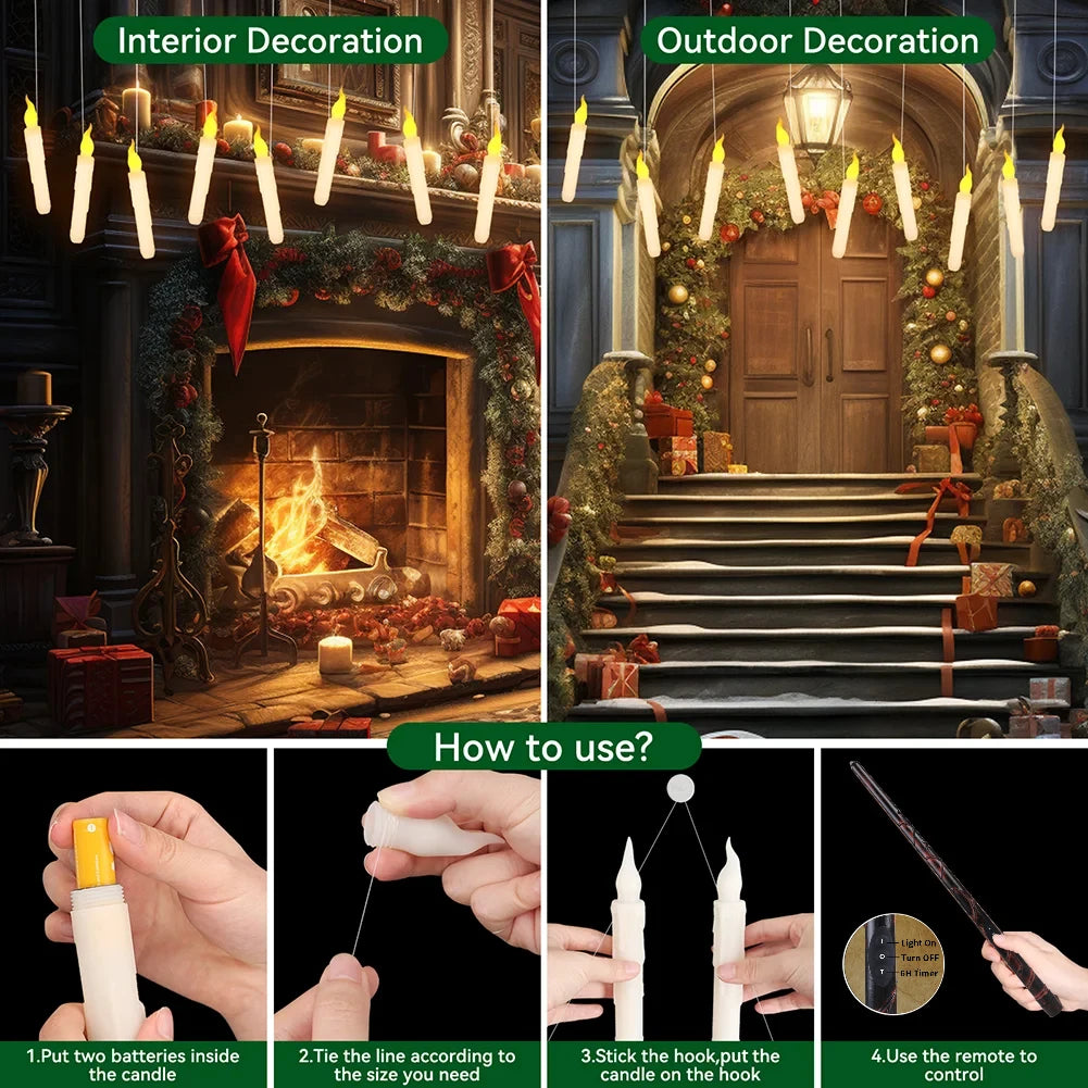 Floating Candles with Magic Wand + LED Halloween / Xmas Party