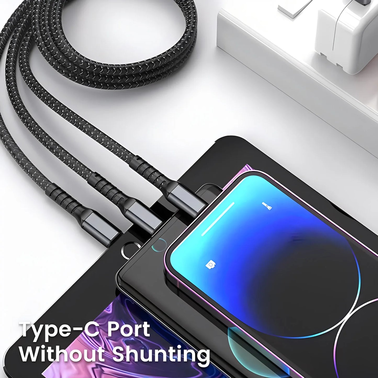 3-n-1 Super Fast Charging Cable for Type C, Iphone, Samsung Android