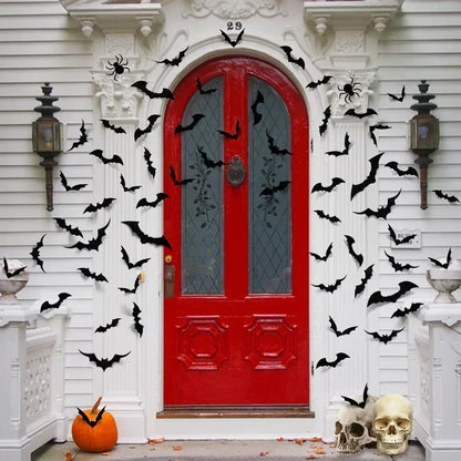 3D Bat Wall Stickers - 60pcs for Halloween Decoration