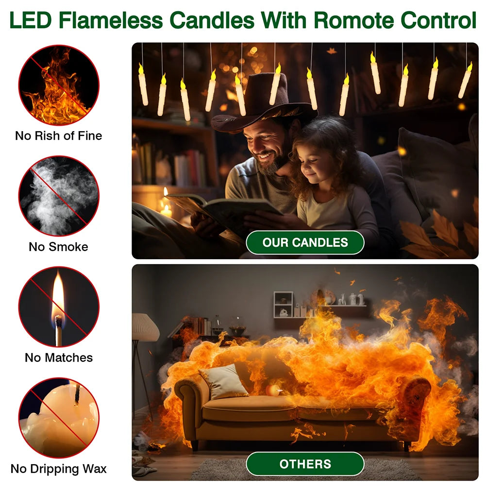 Floating Candles with Magic Wand + LED Halloween / Xmas Party