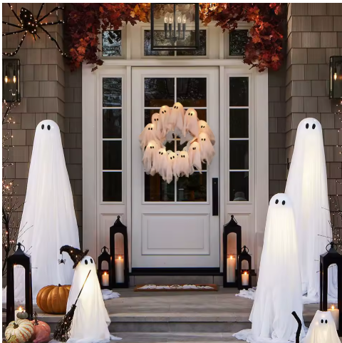 GlowBoo™ Halloween Ghost Wreath