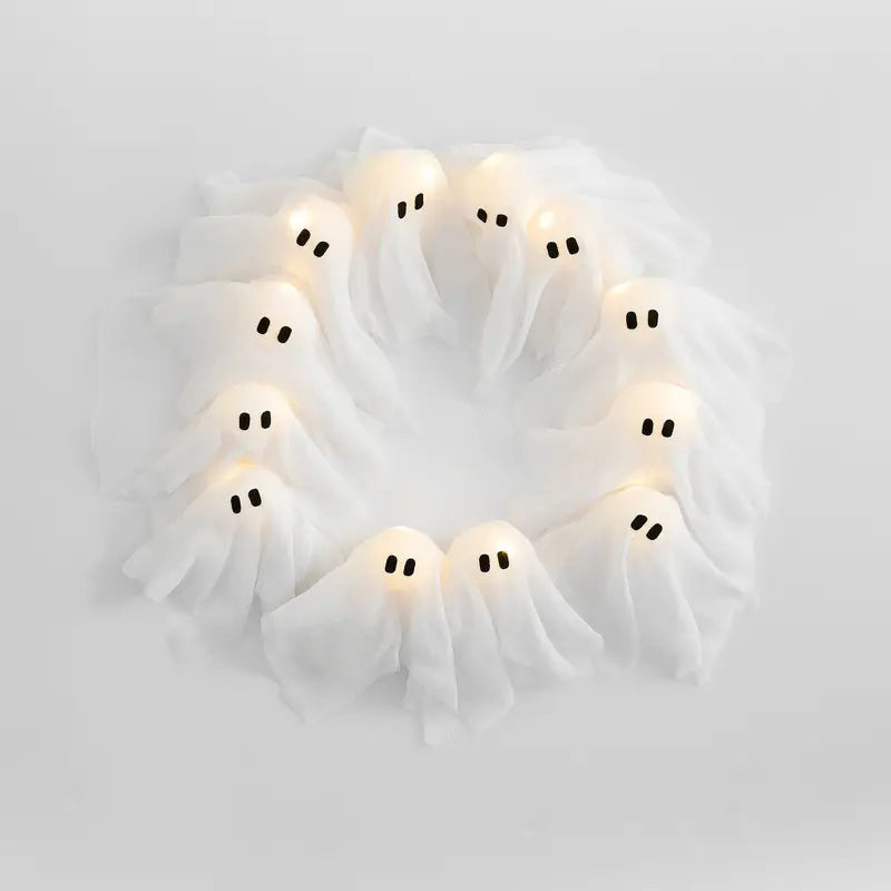 GlowBoo™ Halloween Ghost Wreath