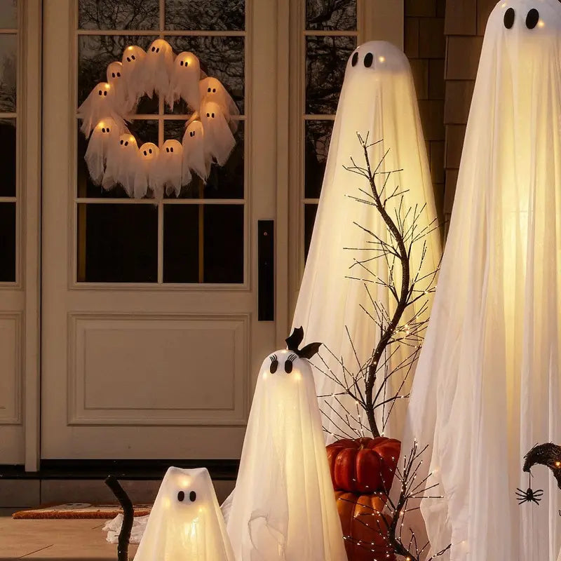 GlowBoo™ Halloween Ghost Wreath