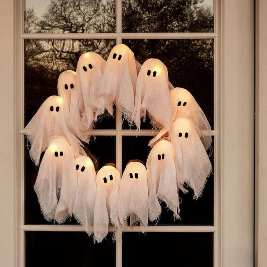 GlowBoo™ Halloween Ghost Wreath