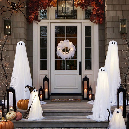 GlowBoo™ Halloween Ghost Wreath